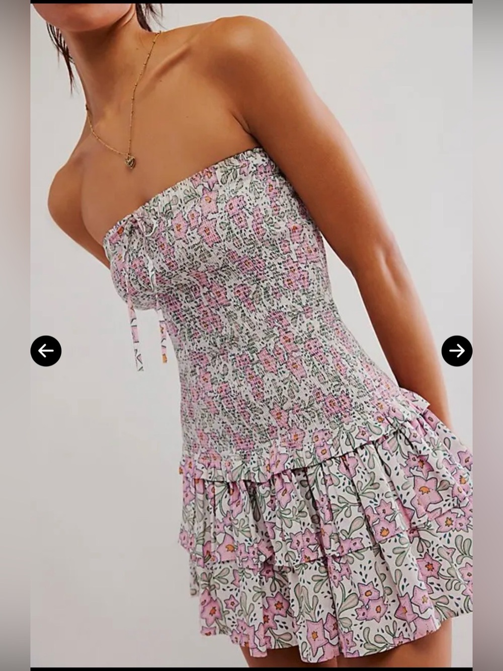 BTB Los Angeles Jessa Floral Strapless Mini Smocked Dress Size Small